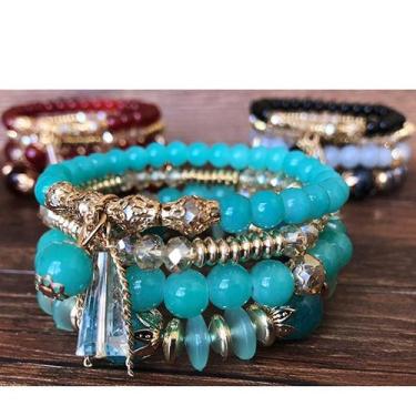 Imagem de Bracelete feminino boêmio de cristal de pérola multi-círculo estilo oc