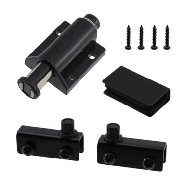 Imagem de Trava magnética Tulead para porta de vidro, trava de dobradiça preta ABS com clipe de grampo