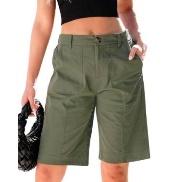 Imagem de Bermudas femininas luvamia, compridas, verdes militares, tamanho S 4-6