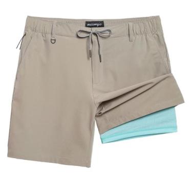 Imagem de Shorts mamagic masculinos casuais 2 em 1 de golfe com forro de compres