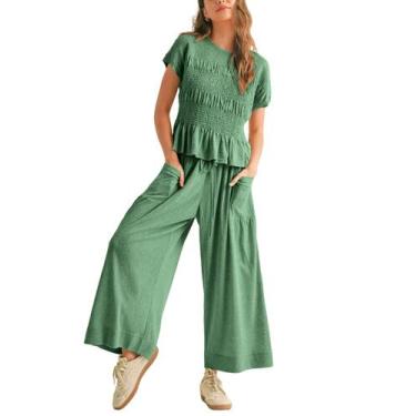 Imagem de Outfit Antnation, calça feminina de 2 peças com avental e pernas larga