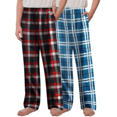 Imagem de Calça de pijama Arshiner Boys, roupa de dormir macia xadrez de 8 a 9 a
