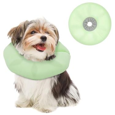 Imagem de GoGoPaw Coleira de cone inflável macia alternativa para parar de lamber - coleira de donut ajustável para recuperação de cirurgia, cone para cães PP e filhotes (verde claro)