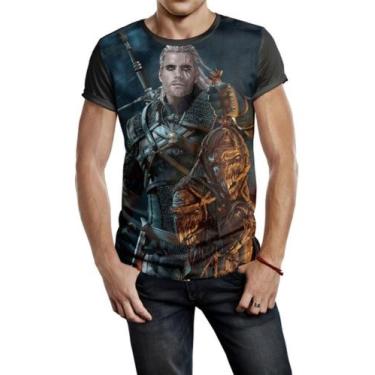Imagem de Camiseta Masculina The Witcher Geralt De Rivia Ref:842 - smoke, Preto,