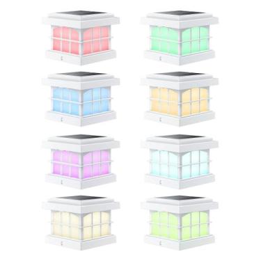 Imagem de Solar Post Cap Lights PARTPHONER, pacote com 8, 9 cores, à prova d'águ