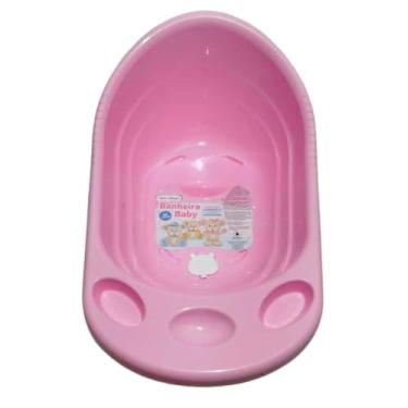 Imagem de Banheira Infantil Com Válvula TPE 24L 77x45x30 Bebê & Mamãe Cor Rosa