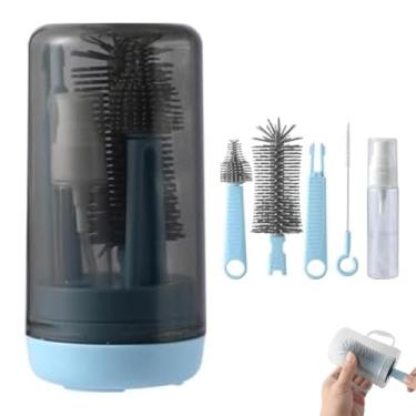 Imagem de Kit Escovas de Limpeza 4 em 1 Mamadeira Copo Garrafa Bebe Criança Higiene Limpeza Bolsa Mala Seguro Passeio Viagem