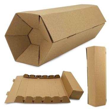 Imagem de Jestik Caixa de papelão ondulado hexagonal dobrável | Caixa de embalagem de presente durável | Caixas de presente de papel kraft ecológicas para presentes, lembrancinhas de festa e armazenamento