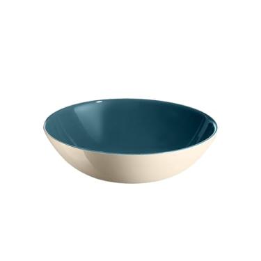Imagem de Emile Henry Tigela de macarrão feita na França de cerâmica Everyday Collection - 22 cm / 1 qt, chama azul/creme