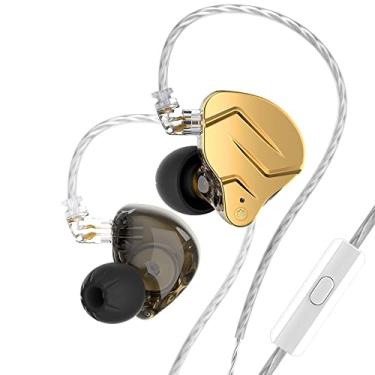 Imagem de KZ ZSN Pro X monitor de áudio de ouvido de metal fones de ouvido Hi-Fi Bass IEM fones de ouvido esportivos com cancelamento de ruído (ouro com microfone)