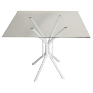 Imagem de Mesa De Jantar Ana Tamanhos de 60x70x80x90cm Tampo Redondo ou Quadrado Vidro Temperado Espessura 6mm (TAMPO QUADRADO BRANCO, 90CM)