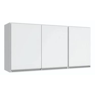 Imagem de Armário Multiuso 120cm com 3 Portas MDF - Móvel para Cozinha e Lavanderia | Organizador Compacto 55cm Altura com Prateleira Interna(branco)