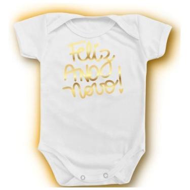 Imagem de Body Para Bebê Feliz Ano Novo Prata Dourado Presentinho - Borizinho Ba