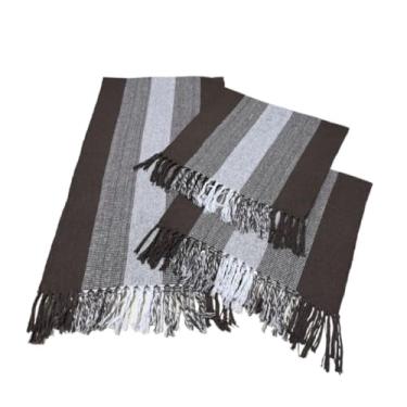 Imagem de Kit Passadeira Tapete Para Cozinha De Tear 3 Peças(Marrom Listrado)