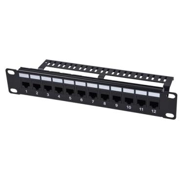 Imagem de GeeekPi Painel de remendo Cat6 de 12 portas, painel modular de montagem em rack 1U de 25,4 cm com acoplador Keystone e gerenciamento de cabos para DeskPi RackMate T1/T0/T2/ Rack de servidor de 25,4 cm