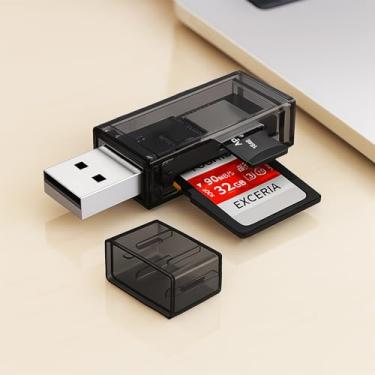 Imagem de Capas de cartão de memória USB-C para SD/TF – Adaptador de cartão de memória com dois compartimentos para MacBook/Android/Tablet (transparente)