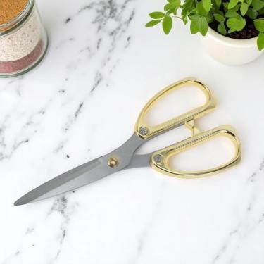 Imagem de Generic 1 tesoura de cozinha com cabo de plástico, lâminas ultra-afiadas para aves e costeletas, design fácil de limpar, aço inoxidável, PP, tom dourado 19,3 x 8,8 m