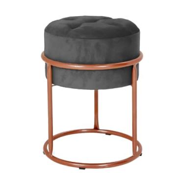 Imagem de Puff Argola Banqueta Ferro Estofada Penteadeira Decoração Quarto Sala Bancada Cadeira Moderno Pufe(Chumbo/Cobre)