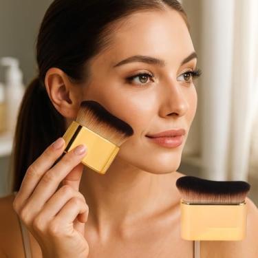 Imagem de Pincel de maquiagem de contorno ondulado, cabo de plástico, cerdas sem cheiro, tipo de pele universal, pincel de palma de aplicação de base (G01)