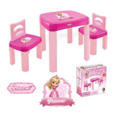 Imagem de Mesa Infantil Princesa com duas cadeiras Resistente SimoToys