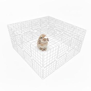 Imagem de Cercado Gaiola Porquinho da Índia Coelho com Teto 120x120x60cm Branco 