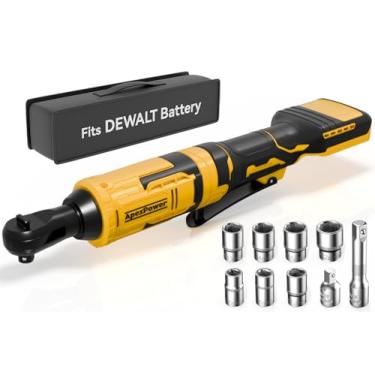 Imagem de APEXPOWER Chave de catraca sem fio de 3/8 polegadas, compatível com bateria DEWALT de 20 V máximo, motor aprimorado de 20 V, 88 pés Lbs, 0-400 RPM, disparador de velocidade variável, luz LED,