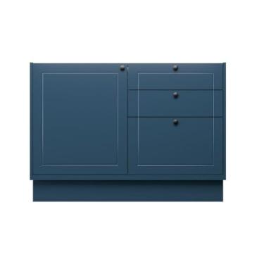 Imagem de Balcão Cozinha Mdf Herval Viana, 1 Porta e 3 gavetas, Azul Orion, 120 cm