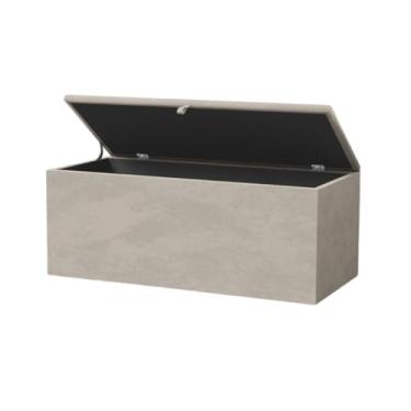 Imagem de Baú Organizador Puff Estofado 90x40x42cm Multiuso com Tampa Desenhada para Sala,Quarto e Decoração(Tampa Captone Bege,4 Cm)