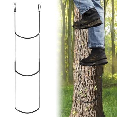 Imagem de Anglekai Auxiliar de escalada em 3 degraus para caça, suporte de corda de 3 degraus para suporte de árvore com 2 ganchos ajustáveis