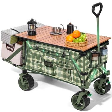 Imagem de Whitsunday Vagão dobrável dobrável com mesa, vagões de praia utilitários resistentes com rodas todo-o-terreno para acampamento, jardim, esportes verde