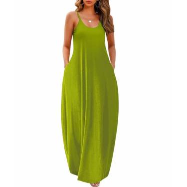 Imagem de Vestido feminino Wolddress 2025 casual sem mangas plus size verde