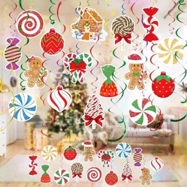 Imagem de Decorações de Natal de biscoito de gengibre doce – 36 peças de bolas de Natal com glitter para decoração de festa de Natal Candyland