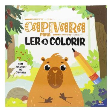 Imagem de Capivara para Ler & Colorir com Adesivos