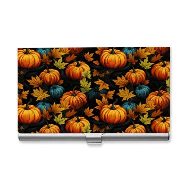 Imagem de Porta-cartões de visita abóbora liga de alumínio impermeável durável grande capacidade fácil de transportar para homens e mulheres capa para cartão de nome com fecho de fivela