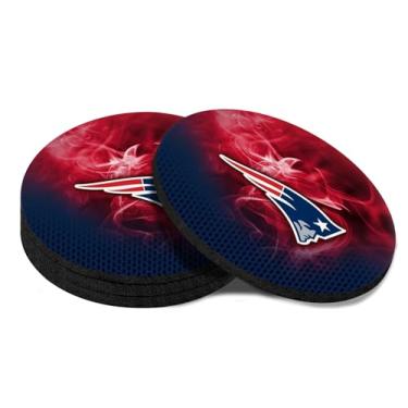 Imagem de Lawintt Conjunto de 4 porta-copos para bebidas, porta-copos para mesa de centro e mesa, porta-copos com design vermelho e azul para fãs de futebol, base de borracha antiderrapante de 10 cm