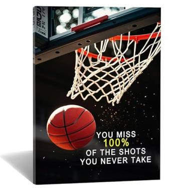 Imagem de Luxey Aura Arte de parede de basquete pôster inspirador You Miss 100% of The Shots You Never Take Picture Impressão em tela motivacional arte para meninos quarto academia decoração de parede