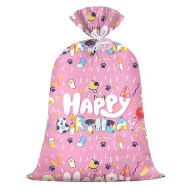 Imagem de Bolsa de presente grande rosa jumbo reutilizável sacos de aniversário para meninas design de celebração festiva revelação de gênero para presentes grandes brinquedos de pelúcia (91 × 142 cm)