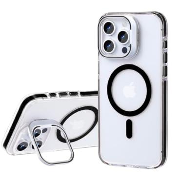 Imagem de Yzoiko Capa magnética forte para iPhone 13 Pro Max [proteção de nível militar de 3,5 metros] Capa de celular com suporte para câmera integrada, compatível com MagSafe à prova de choque fina capa fina