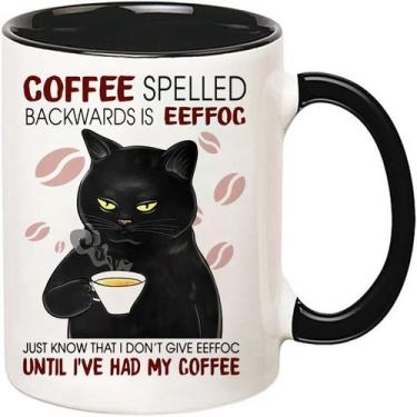 Imagem de Caneca Funny Cat Coffee Spelled Backwards Eeffoc 350 ml de cerâmica - 