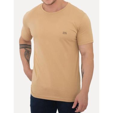 Imagem de Camiseta King & Joe Masculina Slim Basic Dark Small Logo Cáqui-Masculino