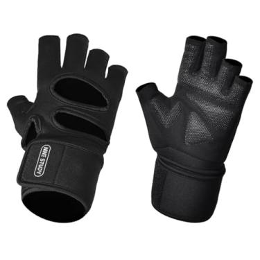 Imagem de Dynwave Luvas de treino com proteção de meio dedo para a palma da mão, ideais para levantamento de peso, corrida e musculação. Perfeitas para exercícios na, M