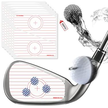 Imagem de ARVORUM 200 peças de fita de impacto de golfe, adesivos de taco de golfe, adesivo de etiqueta de batida de bola, guia de alinhamento, auxílio de treinamento de feedback instantâneo para análise de