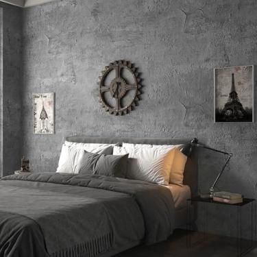 Imagem de ReWallpaper Papel de parede industrial de concreto de 61 cm x 5 m, à prova d'água, papel de parede de cimento cinza, revestimento de parede texturizado para apartamento moderno, sala de estar, quarto