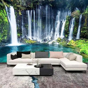 Imagem de WFBHUA - Papel de parede cascata Peel and Stick Nature Lake Landscape Mural de parede autoadesivo para banheiro 157"x108