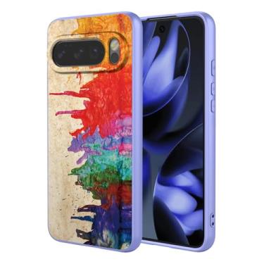 Imagem de OEURVQO Capa artística para Google 10, capa de silicone líquido de toque macio com forro fofo, compatível com carregamento sem fio, capa protetora para Google Pixel 10, aquarela roxa