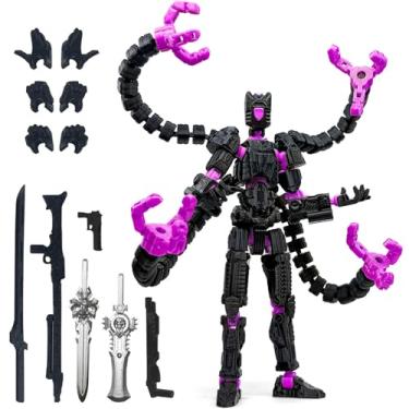 Imagem de Aesinos T13 Assembly Completed Action Figure 3D Printed Multi-Jointed Movable T13 Nova 13 Robot d13 Accessories Best Birthday Festival Gift Desktop Decorations for Game Lovers (Black Purple, 5.5inch)