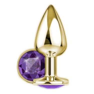 Imagem de Plug Anal Pedra De Cristal Dourado Grande Plug Luxo Penetráveis Dilatação 7054 (ROXO)
