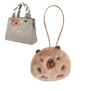 Imagem de Shakven Amuleto de pelúcia de capivara, pingente de capivara | acessórios de bolsa pingente de chave de carro - Bonito animal pingente capivara boneca pelúcia chaveiro saco decoração moda pingente