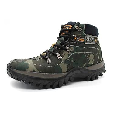 Imagem de Bota Coturno Camuflada Masculino com Cadarço e Sola Borracha Tratorada