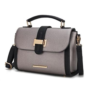 Imagem de MKF Collection Bolsa feminina de couro vegano, alça superior, bolsa tiracolo da Mia K, Cb Willa Pewter, Medium